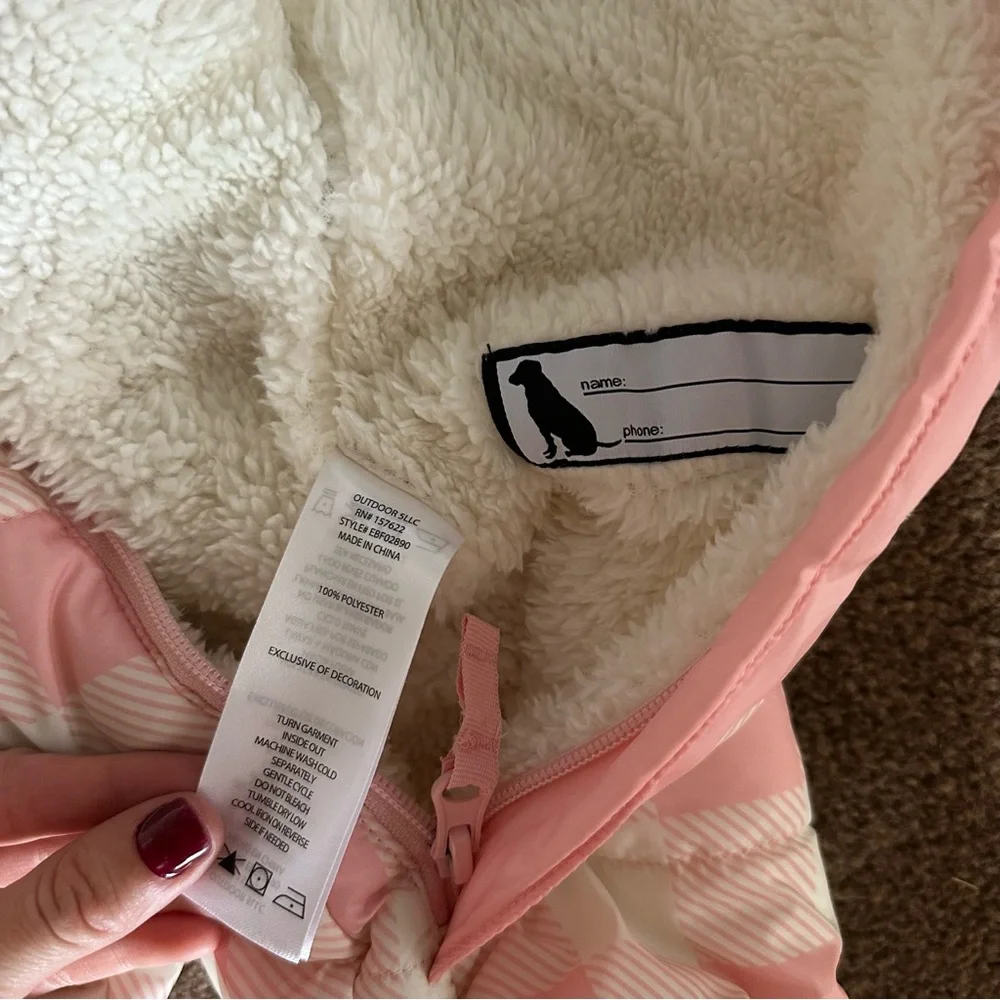 Eddie Bauer Infant Girls Pink Checkered Puffer Snowsuit 6-9M Hooded Sherpa Lined